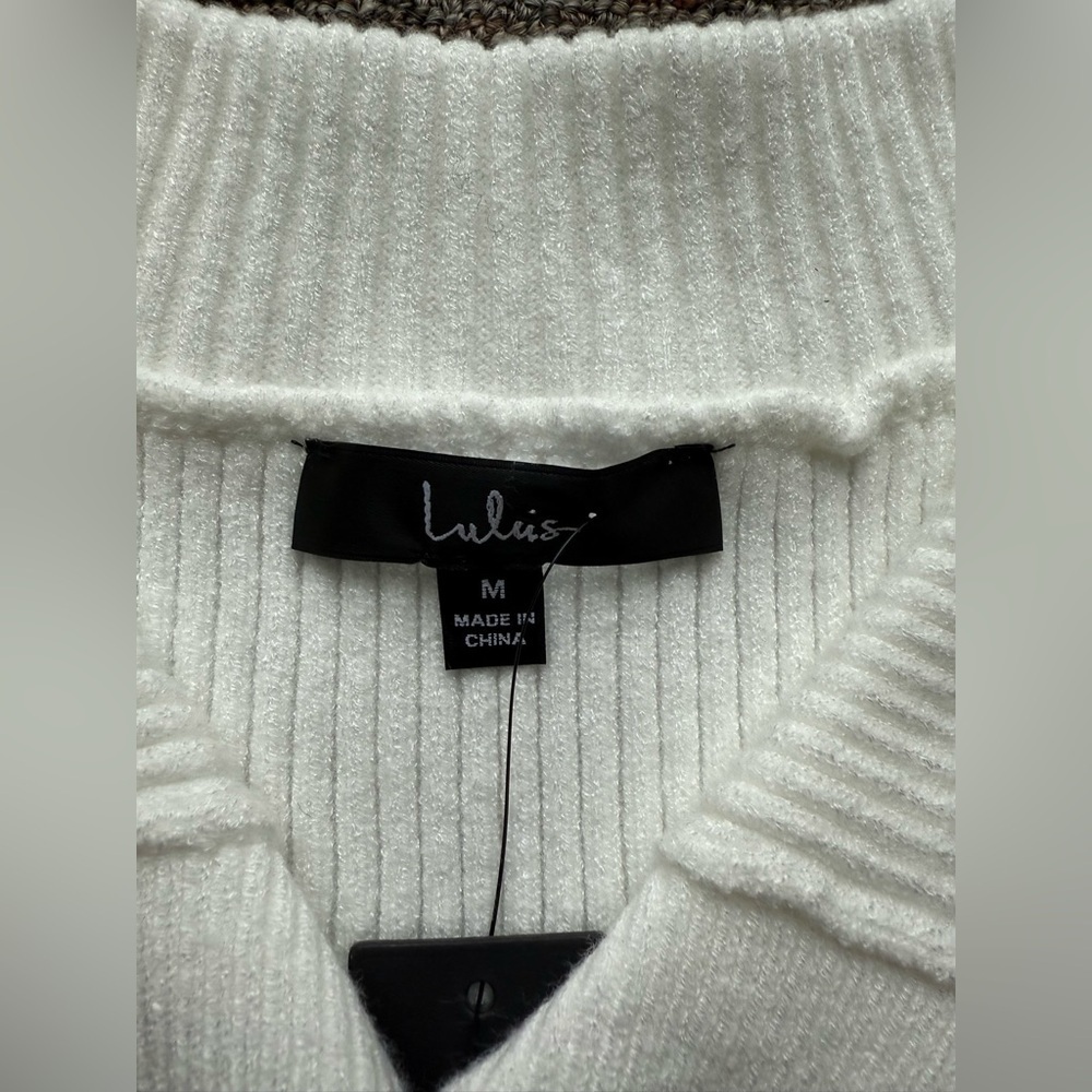 NWT Lulus Ivory Ribbed Knit Button-Up  Sweater Vest Old Money Medium - Picture 6 of 10